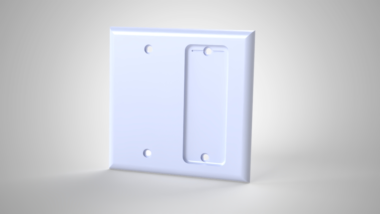 Double Gang Philips Hue Remote Holder, Blank + Hue Holder render, Version 1