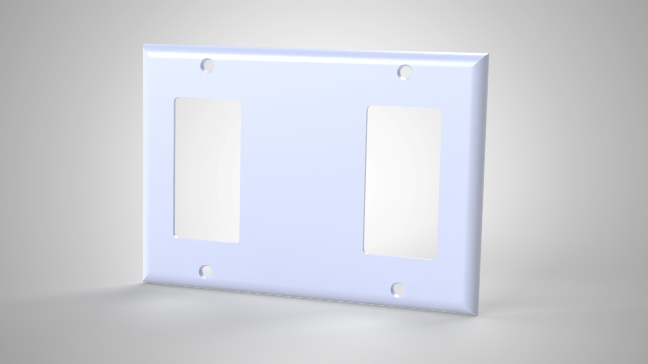 Triple Gang Light Switch Cover, Center Blank Only render, Version 2