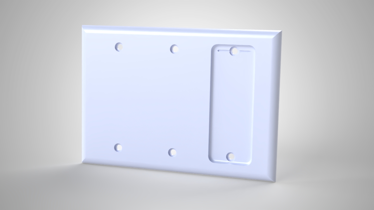 Triple Gang Philips Hue Remote Holder, Blank + Blank + Hue Holder render, Version 1