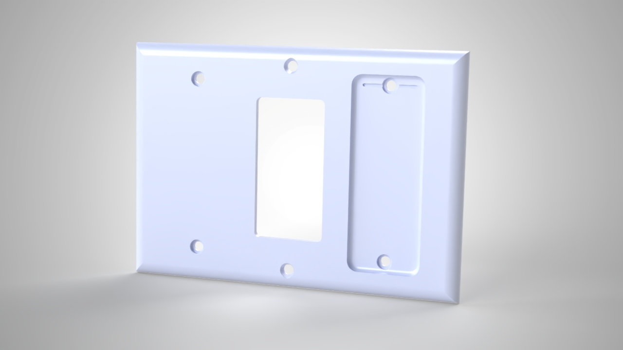 Triple Gang Philips Hue Remote Holder, Blank + Decora + Hue Holder render, Version 1