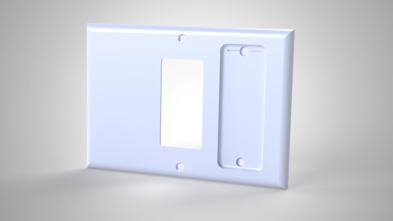 Triple Gang Philips Hue Remote Holder, Blank + Decora + Hue Holder render, Version 2