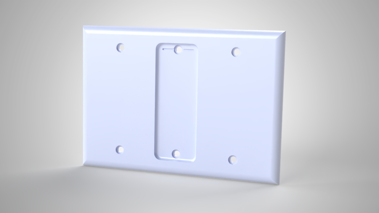 Triple Gang Philips Hue Remote Holder, Blank + Hue Holder + Blank render, Version 1
