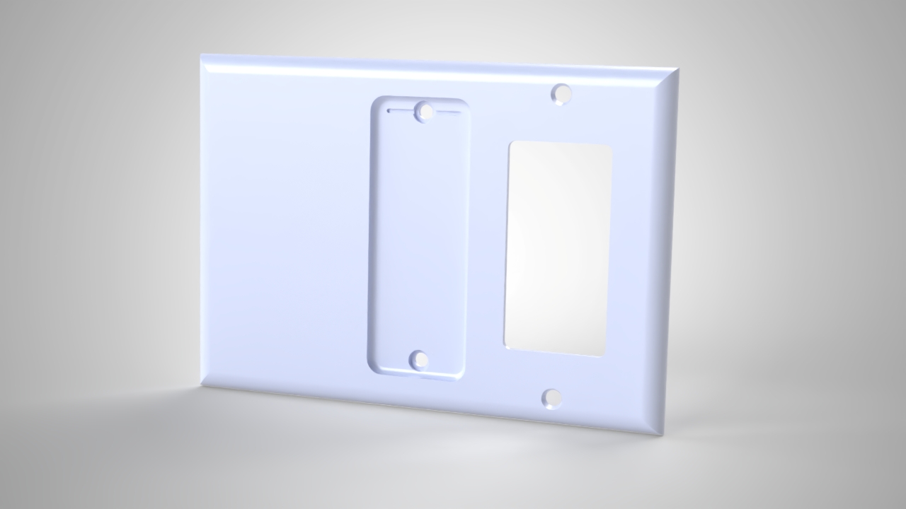 Triple Gang Philips Hue Remote Holder, Blank + Hue Holder + Decora render, Version 2