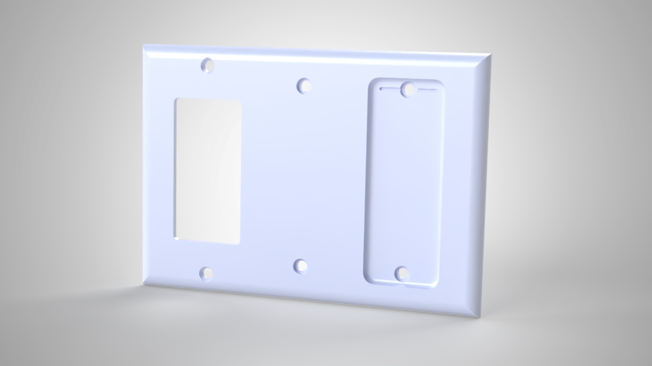 Triple Gang Philips Hue Remote Holder, Decora + Blank + Hue Holder render, Version 1