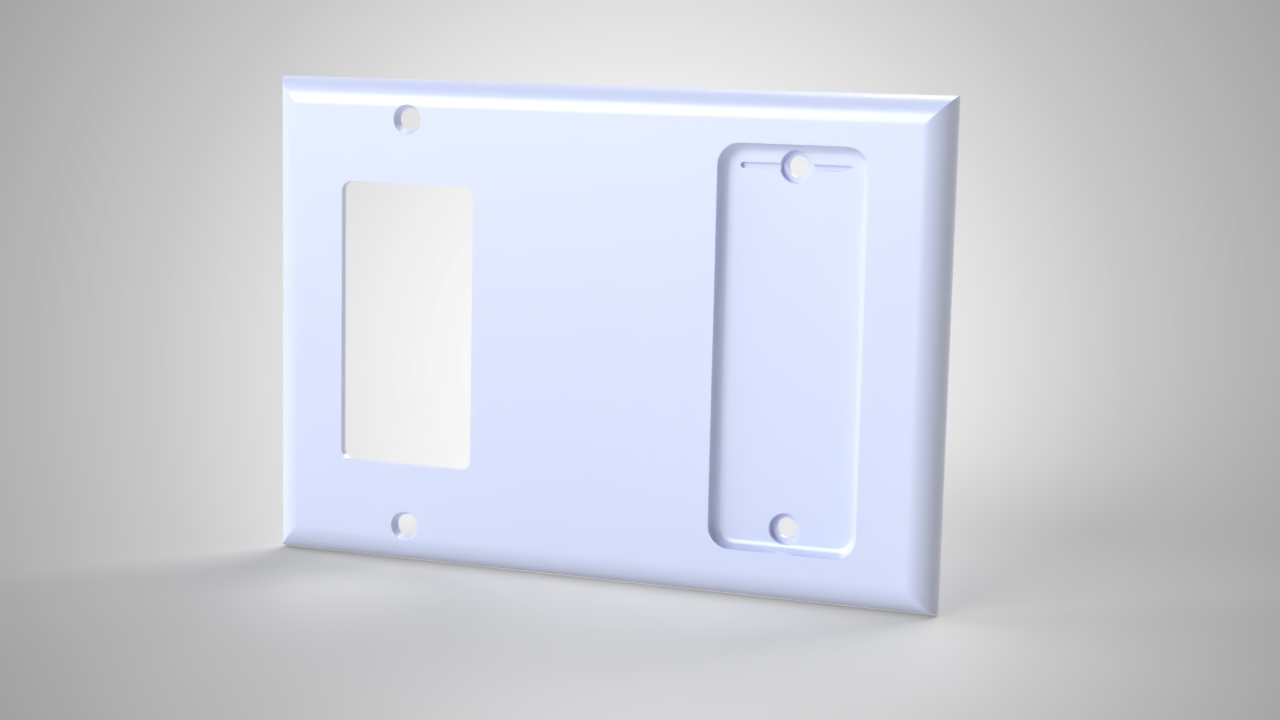 Triple Gang Philips Hue Remote Holder, Decora + Blank + Hue Holder render, Version 2